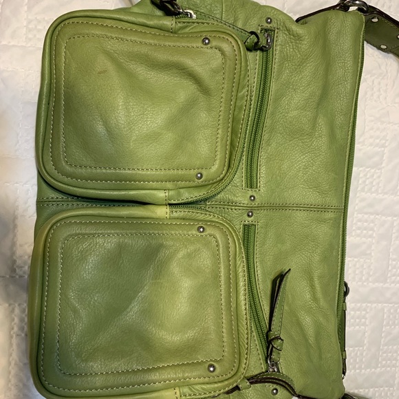 Green leather handbag - Picture 2 of 6